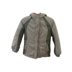 Gerry Coat Girls M 10/12 Gray Pink Lined Winter Puffer Full Zipper Youth